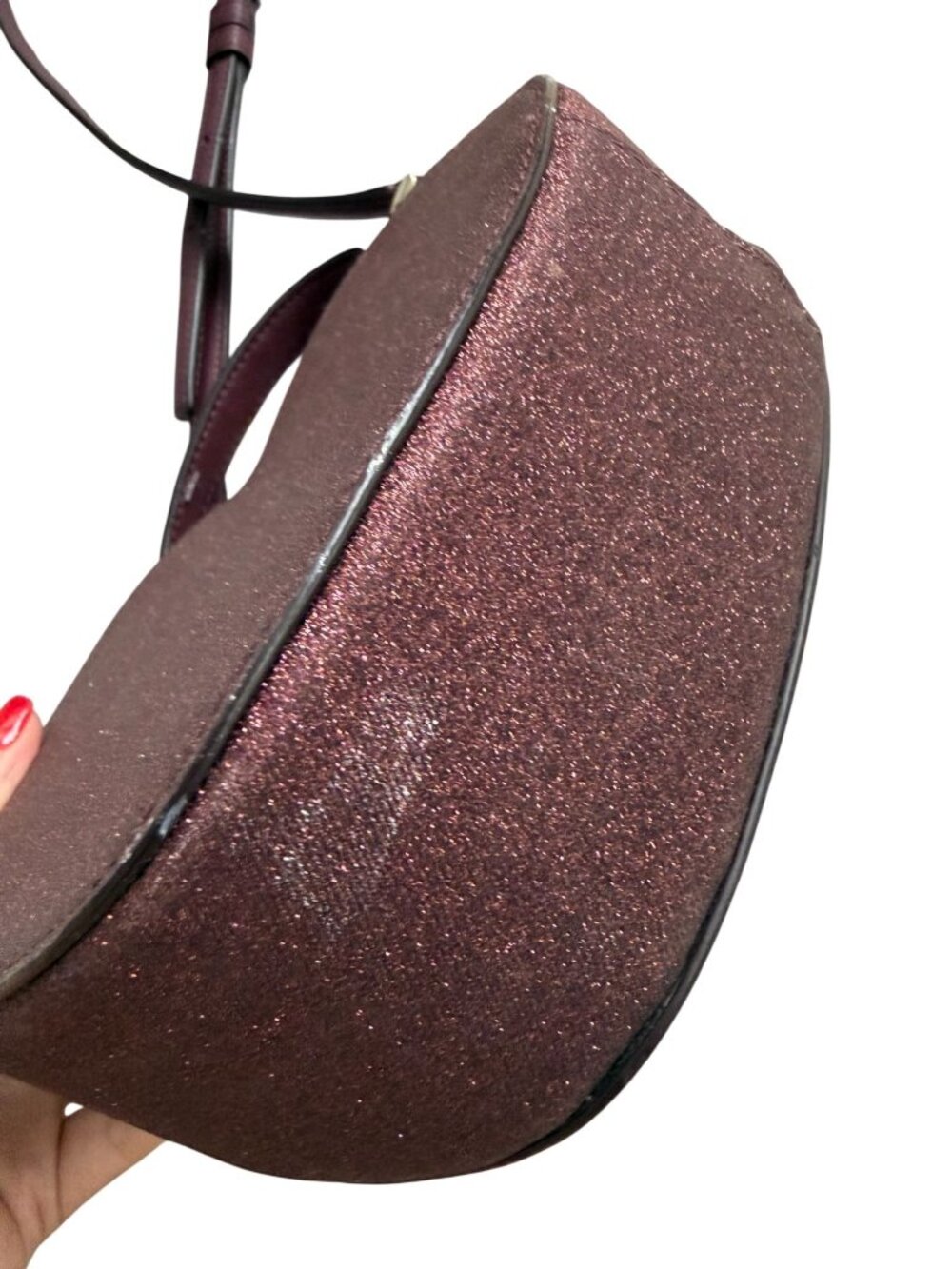 KATE SPADE Burgundy Glitter Love Shack Heart Crossbody Bag - Picture 10 of 14